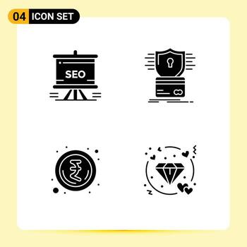 concepto de glifo sólido para sitios web móviles y presentación de aplicaciones hack analytics tarjeta de crédito dinero elementos de diseño vectorial editables vector