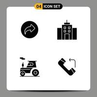 Set of 4 Vector Solid Glyphs on Grid for basic tractor ui office truck Editable Vector Design Elements