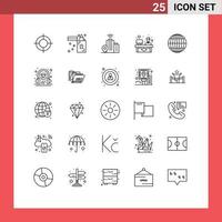 Universal Icon Symbols Group of 25 Modern Lines of internet global building working consulting Editable Vector Design Elements