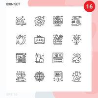 Set of 16 Vector Outlines on Grid for report file settings content web Editable Vector Design Elements