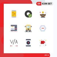 Pack of 9 Modern Flat Colors Signs and Symbols for Web Print Media such as cargo machine fire home coffee Editable Vector Design Elements