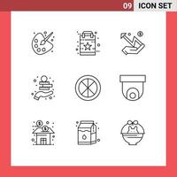 Pictogram Set of 9 Simple Outlines of door asset hand coins money investment Editable Vector Design Elements