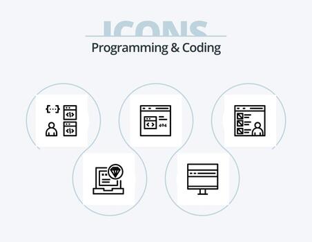 Programming And Coding Line Icon Pack 5 Icon Design. coding. cloud. development. process. develop vector