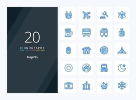 20 Map Pin Blue Color icon for presentation vector