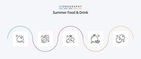 Summer Food and Drink Line 5 Icon Pack Including fruit. blue. fruit. berry. food vector