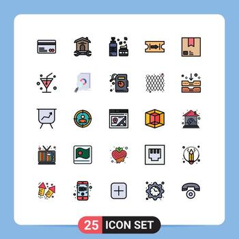 25 User Interface Filled line Flat Color Pack of modern Signs and Symbols of e journey wrench arrow skincare Editable Vector Design Elements