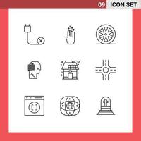 9 Thematic Vector Outlines and Editable Symbols of business think arrow user healthy Editable Vector Design Elements