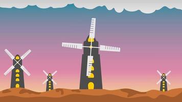 video illustration of a windmill building that rotates clockwise
