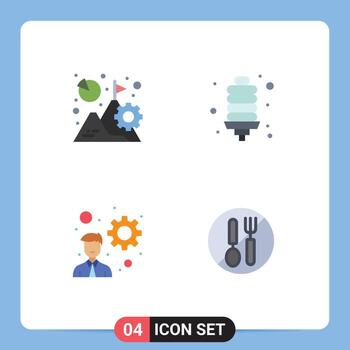 Modern Set of 4 Flat Icons and symbols such as analysis developer growth energy bulb startup Editable Vector Design Elements