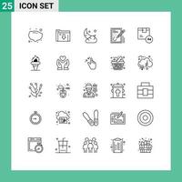 Universal Icon Symbols Group of 25 Modern Lines of hr design cresent document edit Editable Vector Design Elements