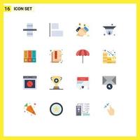 User Interface Pack of 16 Basic Flat Colors of data files retail information cctv Editable Pack of Creative Vector Design Elements