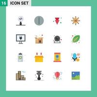 User Interface Pack of 16 Basic Flat Colors of tv entertainment arrow ad submission Editable Pack of Creative Vector Design Elements