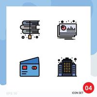 Set of 4 Modern UI Icons Symbols Signs for book forecast law chart debit Editable Vector Design Elements