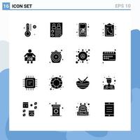 Pictogram Set of 16 Simple Solid Glyphs of man tactics cart strategy online Editable Vector Design Elements