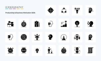 25 Productivity And Business Motivation Skills Solid Glyph icon pack vector