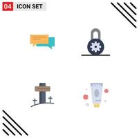User Interface Pack of 4 Basic Flat Icons of chat options communication speech christian Editable Vector Design Elements