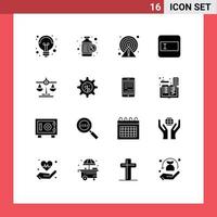 Modern Set of 16 Solid Glyphs and symbols such as law balance alert text field form Editable Vector Design Elements