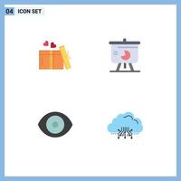 conjunto moderno de 4 iconos planos pictograma de biología de regalos laboratorio de ventas de bodas elementos de diseño vectorial editables vector