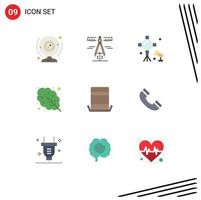 Pack of 9 Modern Flat Colors Signs and Symbols for Web Print Media such as fashion salad measure leaves studio lightning Editable Vector Design Elements