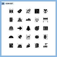 Mobile Interface Solid Glyph Set of 25 Pictograms of investment dollar eight picture camera Editable Vector Design Elements