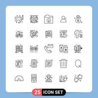 25 Universal Lines Set for Web and Mobile Applications controller light download bulb twitter Editable Vector Design Elements