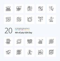 20 Usa Line icon Pack like men independence american holiday day vector