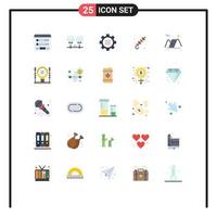 Flat Color Pack of 25 Universal Symbols of summer brochette cog bbq setting Editable Vector Design Elements