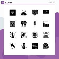 Universal Icon Symbols Group of 16 Modern Solid Glyphs of user interface custom content advertising sign checked Editable Vector Design Elements