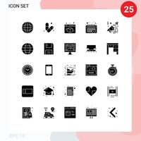 paquete de 25 signos y símbolos modernos de glifos sólidos para medios de impresión web, como elementos de diseño de vectores editables para el programa de negocios de la caja de finanzas del altavoz