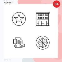 4 Universal Line Signs Symbols of badge shops insignia house brand Editable Vector Design Elements