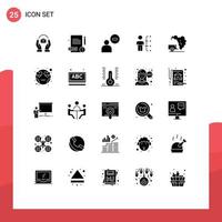 Modern Set of 25 Solid Glyphs Pictograph of people human male employee skills Editable Vector Design Elements