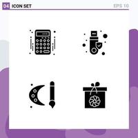 Modern Set of 4 Solid Glyphs Pictograph of accounting paint pallet money token painting brush Editable Vector Design Elements