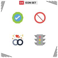 Flat Icon Pack of 4 Universal Symbols of logistic love tick prohibited wedding Editable Vector Design Elements