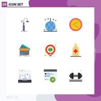 Set of 9 Modern UI Icons Symbols Signs for credit card business ornaments creditcard left Editable Vector Design Elements