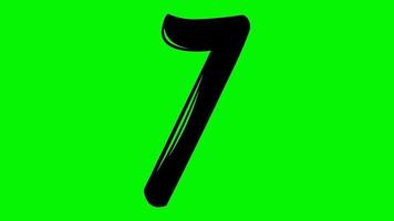 Countdown animation number 10 to 1 on green screen, animation number on green background using for competition or sport