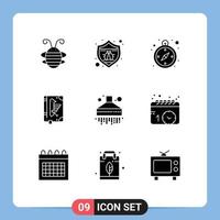 Set of 9 Commercial Solid Glyphs pack for extractor declaration bug constitution book Editable Vector Design Elements