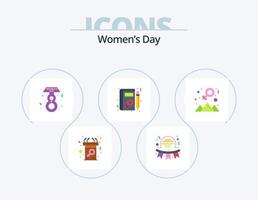 Womens Day Flat Icon Pack 5 Icon Design. achievement. woman. women. profile. day vector
