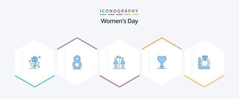 Womens Day 25 Blue icon pack including . box. signs. gift. ring vector