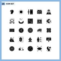 Universal Icon Symbols Group of 25 Modern Solid Glyphs of hologram knowledge connect growth education Editable Vector Design Elements