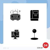 4 iconos creativos signos y símbolos modernos del diálogo de conocimiento del tiempo comercial del reloj elementos de diseño vectorial editables vector