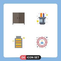 Modern Set of 4 Flat Icons Pictograph of furniture energy holder scale seo Editable Vector Design Elements