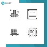 4 Creative Icons Modern Signs and Symbols of building archive box e database Editable Vector Design Elements