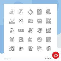 25 Universal Lines Set for Web and Mobile Applications record health success care rattle Editable Vector Design Elements