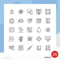 Mobile Interface Line Set of 25 Pictograms of box download devices dlc addition Editable Vector Design Elements