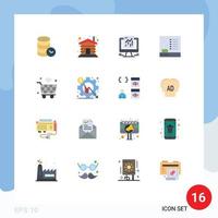 Mobile Interface Flat Color Set of 16 Pictograms of internet home education web Editable Pack of Creative Vector Design Elements