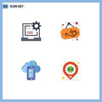 4 Universal Flat Icons Set for Web and Mobile Applications code cloud develop cup mobile Editable Vector Design Elements