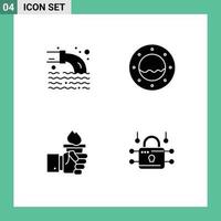 Modern Set of 4 Solid Glyphs Pictograph of pipe leader sewage water olympic Editable Vector Design Elements