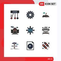 Set of 9 Modern UI Icons Symbols Signs for network room business building target Editable Vector Design Elements