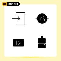 Set of 4 Modern UI Icons Symbols Signs for arrow paly human target player Editable Vector Design Elements