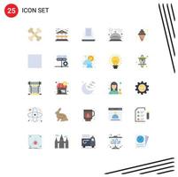 25 Universal Flat Color Signs Symbols of ice craving mail service hotel Editable Vector Design Elements